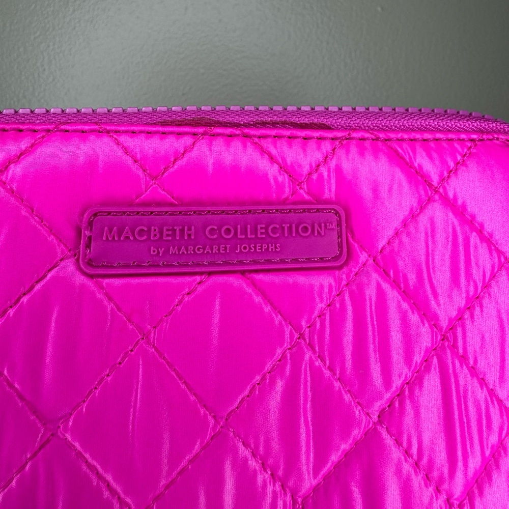 Macbeth Collection by Margaret Josephs Hot Pink Quilted Zip Around Wallet Clutch